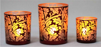 Frosted Orange Glass Candle Holders