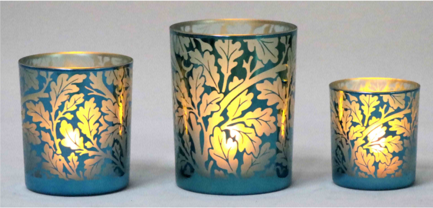 Frosted Green Glass Candle Holders