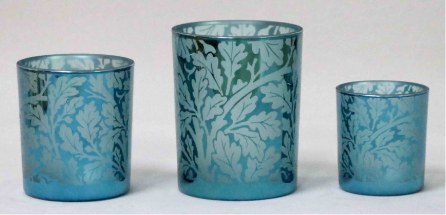 Frosted Blue Glass Candle Holders