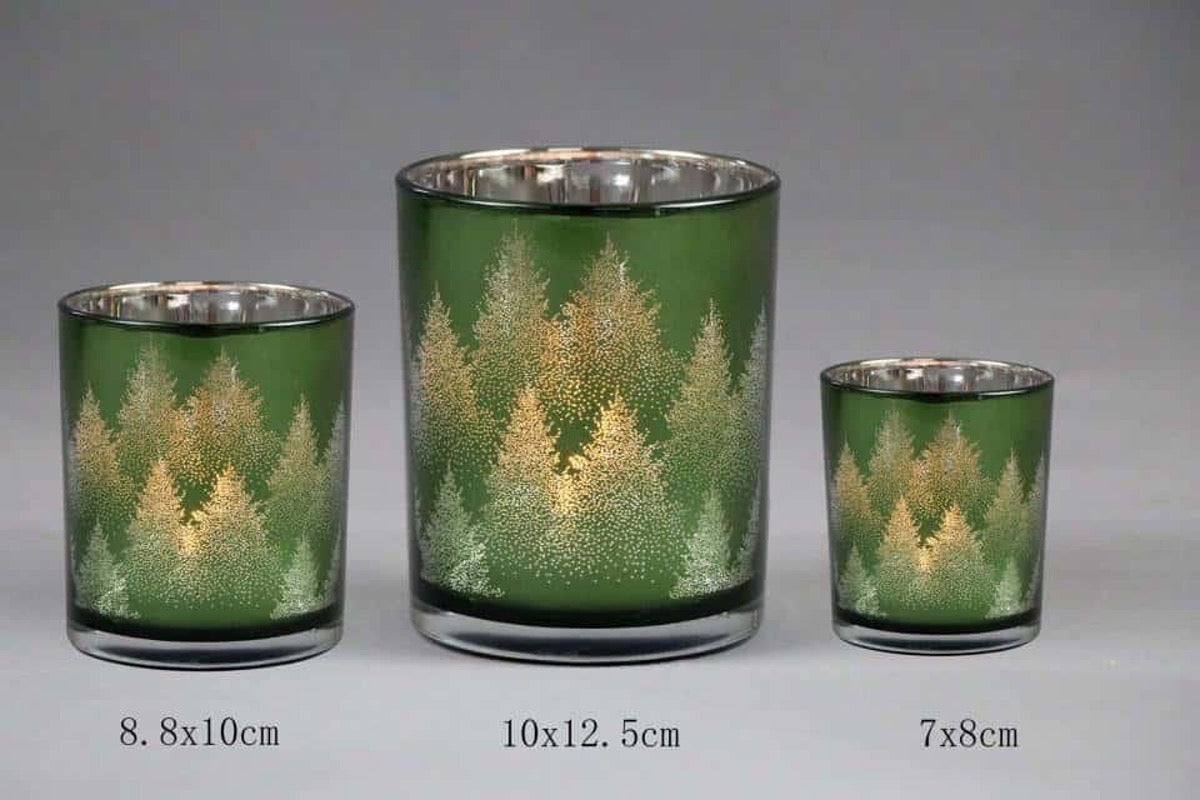 Frosted Green Glass Candle Holders