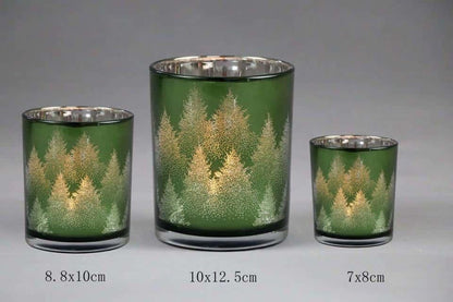 Frosted Green Glass Candle Holders