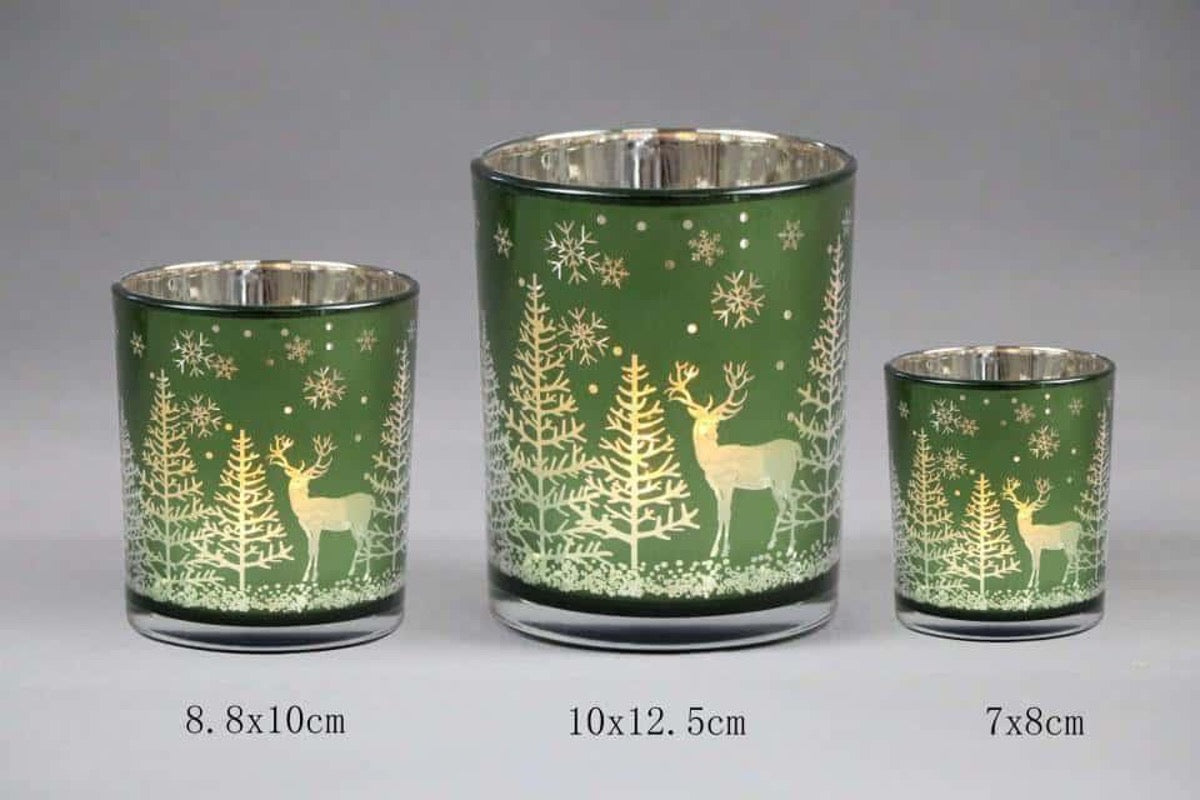 Frosted Green Glass Candle Holders