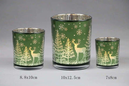 Frosted Green Glass Candle Holders