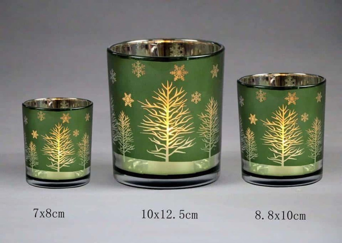 Frosted Green Glass Candle Holders