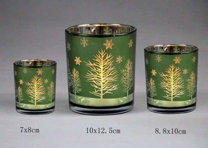 Frosted Green Glass Candle Holders