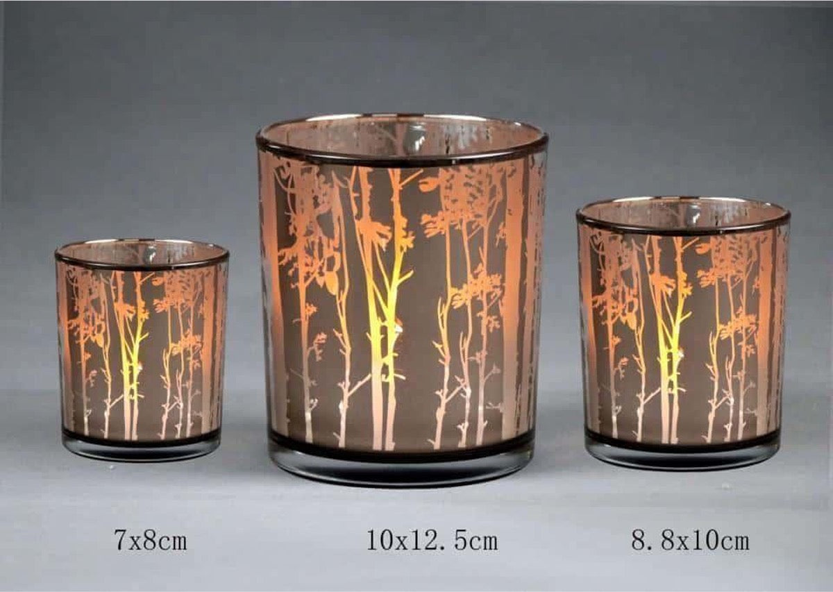 Frosted Orange Glass Candle Holders
