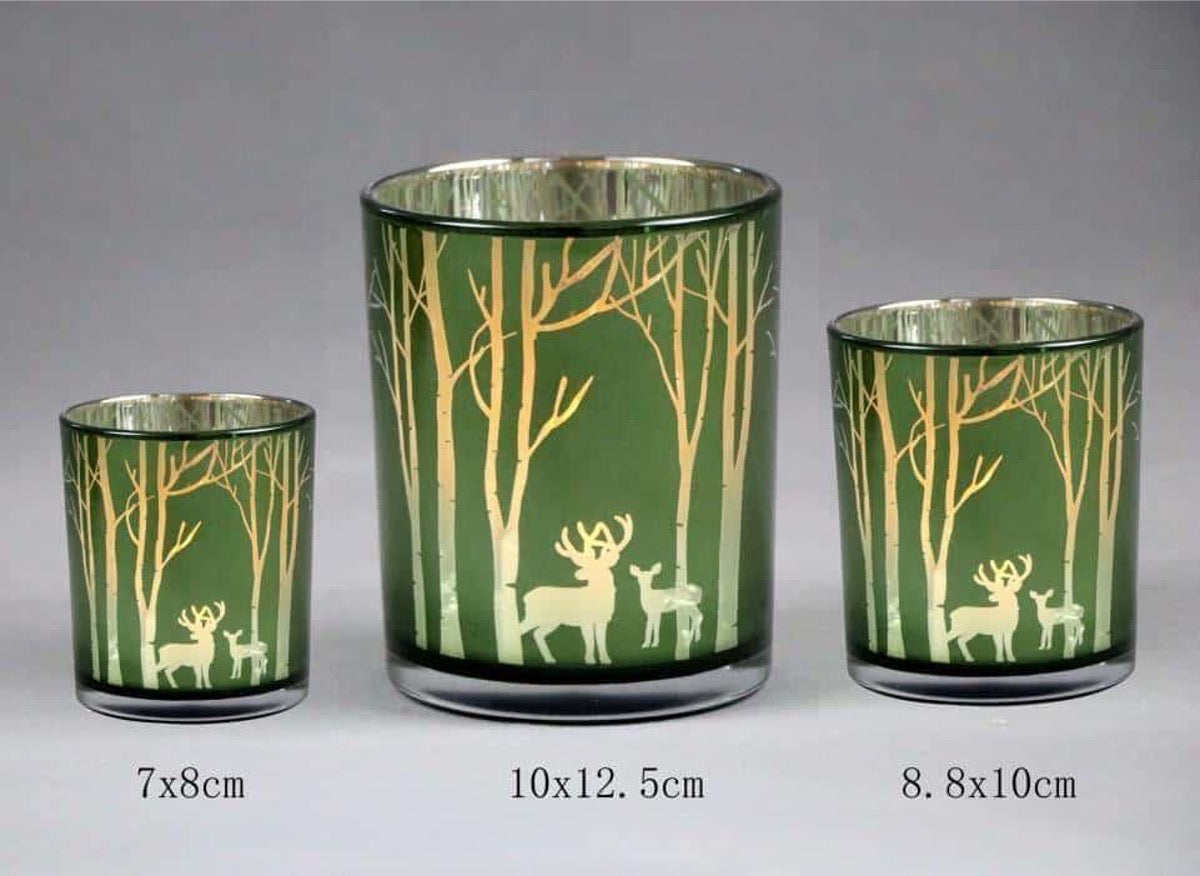 Frosted Green Glass Candle Holders