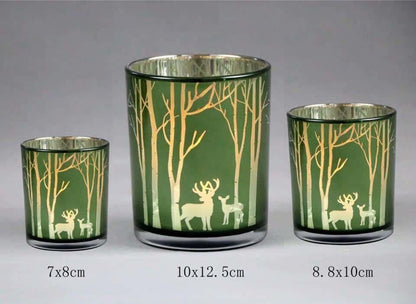 Frosted Green Glass Candle Holders
