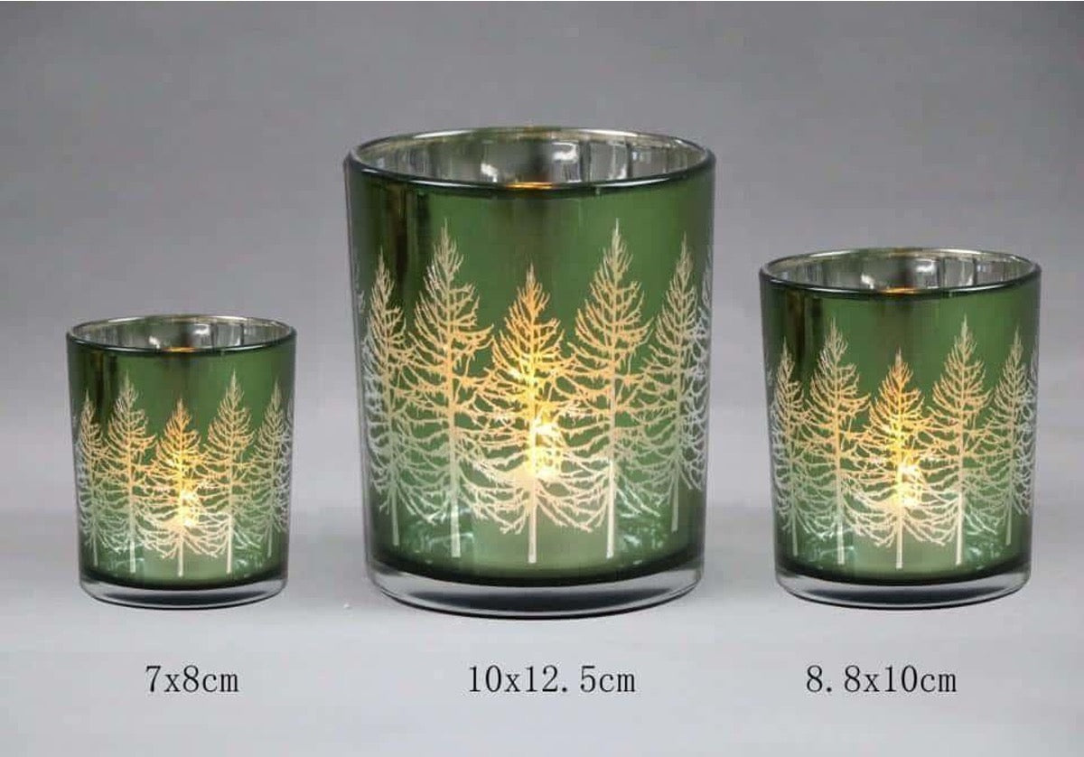 Frosted Green Glass Candle Holders