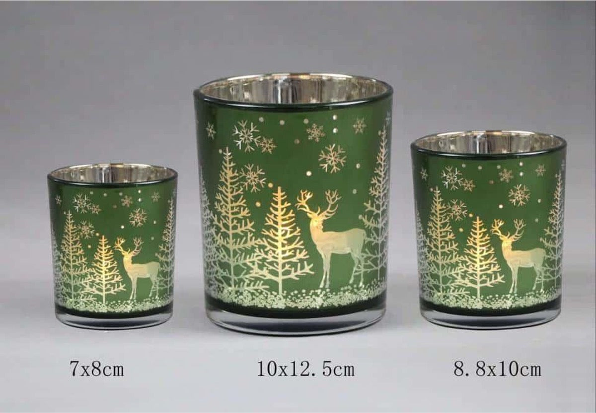 Frosted Green Glass Candle Holders