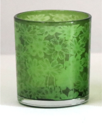 Frosted Green Glass Candle Holders