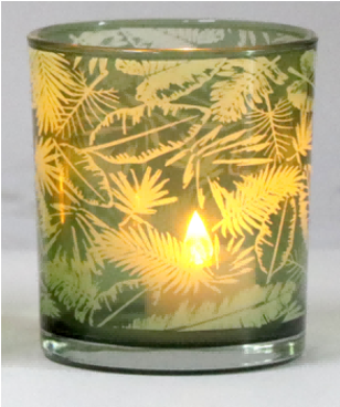 Frosted Green Glass Candle Holders