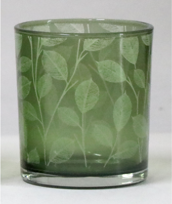 Frosted Green Glass Candle Holders