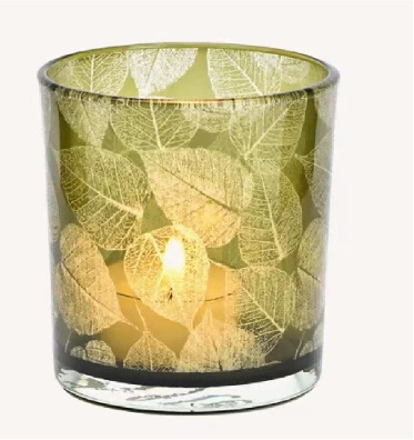 Frosted Green Glass Candle Holders