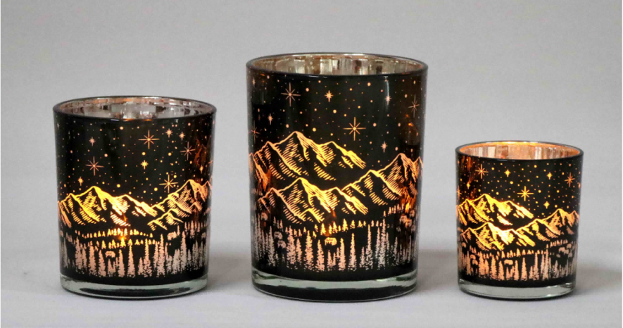 Frosted Green Glass Candle Holders