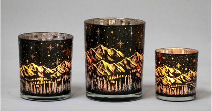 Frosted Green Glass Candle Holders