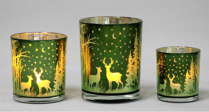 Frosted Green Glass Candle Holders