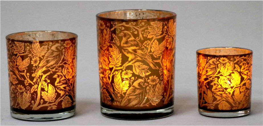 Frosted Orange Glass Candle Holders