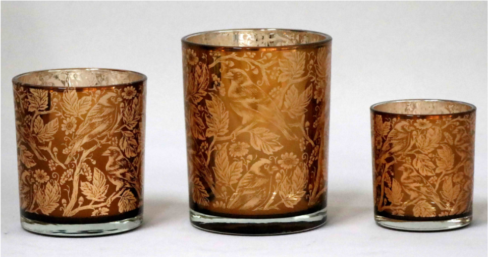 Frosted Orange Glass Candle Holders