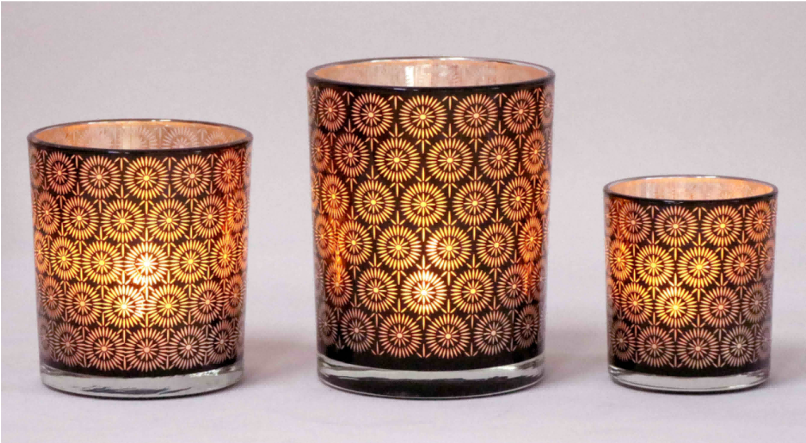 Frosted Orange Glass Candle Holders