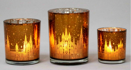 Frosted Orange Glass Candle Holders