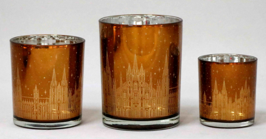 Frosted Orange Glass Candle Holders