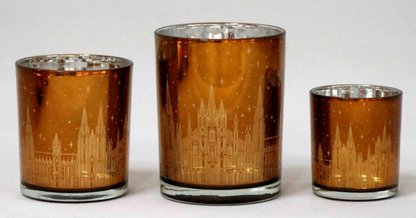 Frosted Orange Glass Candle Holders