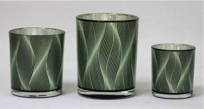 Frosted Green Glass Candle Holders