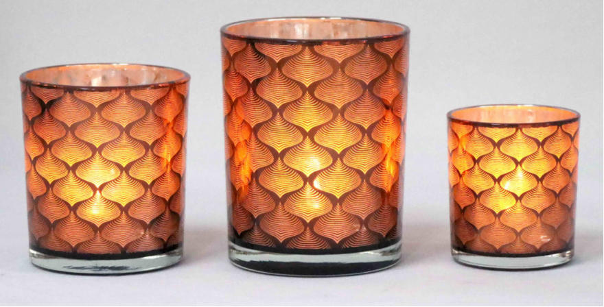Frosted Orange Glass Candle Holders