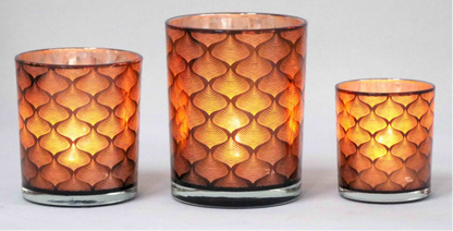 Frosted Orange Glass Candle Holders