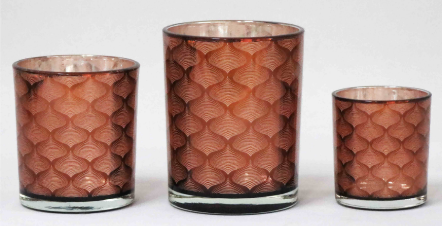 Frosted Orange Glass Candle Holders
