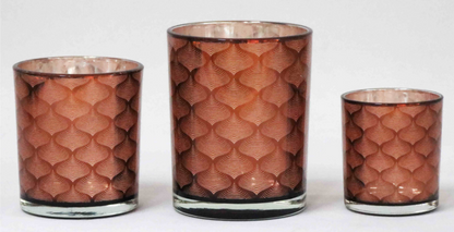 Frosted Orange Glass Candle Holders