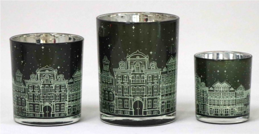 Frosted Green Glass Candle Holders