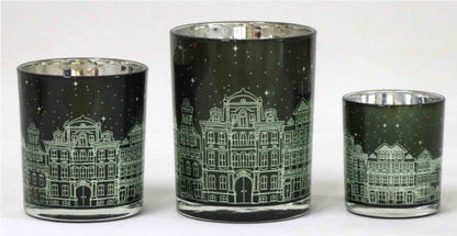 Frosted Green Glass Candle Holders