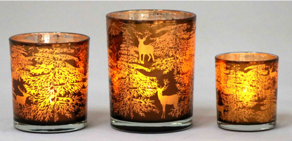 Frosted Orange Glass Candle Holders