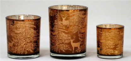 Frosted Orange Glass Candle Holders