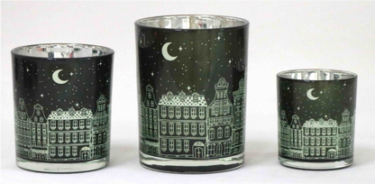 Frosted Green Glass Candle Holders