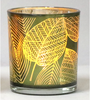 Frosted Green Glass Candle Holders