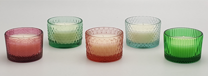 Textured Glass Votive Candle Holder with Wax