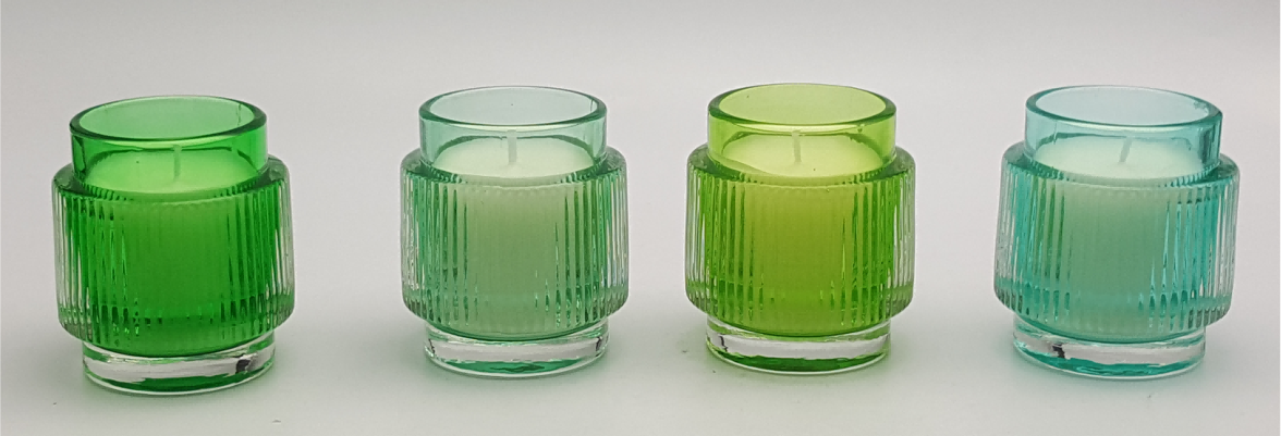 Ribbed Glass Candle Holder with Wax