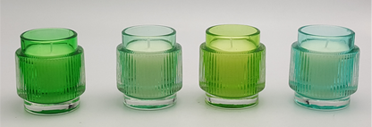 Ribbed Glass Candle Holder with Wax