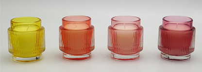 Ribbed Glass Candle Holder with Wax