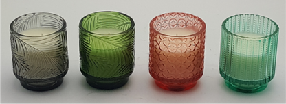 Textured Glass Votive Candle Holder with Wax