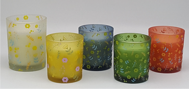 Frosted Glass Votive Candle Holder with Wax