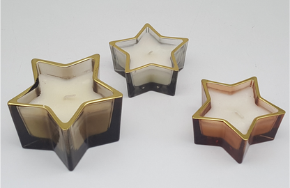 Gold-rimmed Shaped Glass Candle Holder with Wax