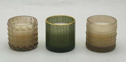 Textured Glass Votive Candle Holder with Wax