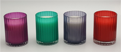Ribbed Glass Candle Holder with Wax