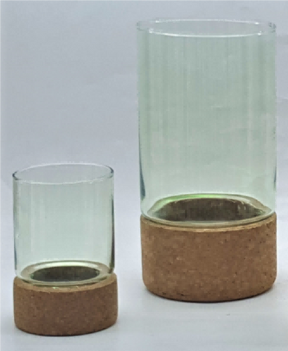 Glass Candle Holder with Cork Base