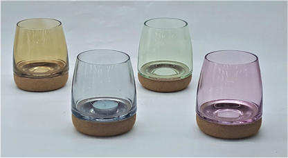 Glass Candle Holder with Cork Base