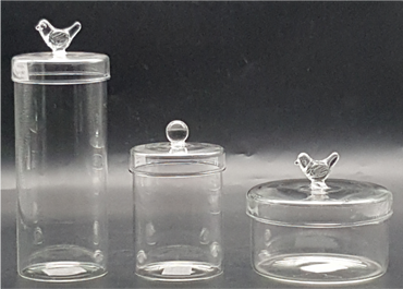 Glass Canister with Glass Figurine Lids